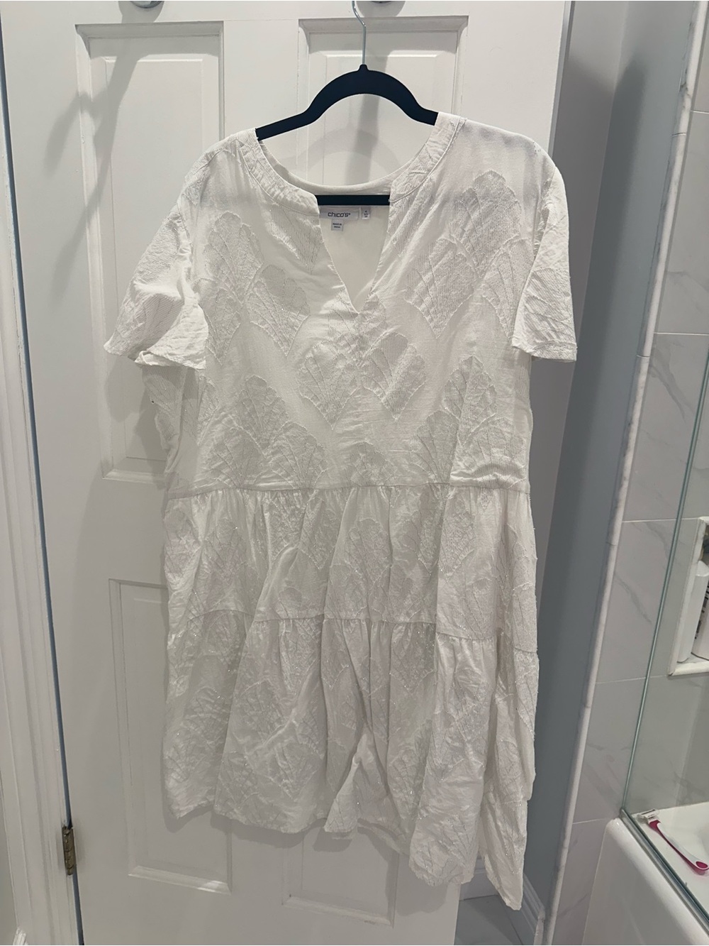Chico's White Embroidered V-Neck Top